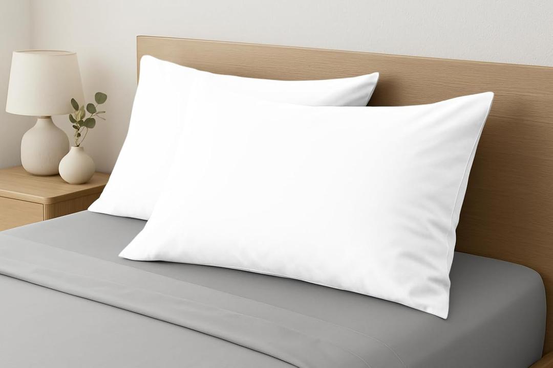 Comfort Beddings 100% Organic Cotton Standard Pillowcases Set of 2, White Pillow Cases with Envelope Closure, Crisp Percale Weave, Soft & Cooling Pillow Covers (Standard 20x26, White)