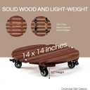 THYOI 2 Pack 14 Acacia Wood Plant Caddy with Lockable 360 Caster Wheels, 300 LB Heavy Duty Rolling Stand for Indoor Outdoor Planter Pots, Wooden Dolly for Patio (Dark Brown, Round)
