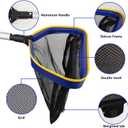 Poolvio Pool Deep Skimmer Net with 3ft - 10ft 1.0mm Thick Adjustable Aluminum Pole & Fine Mesh Bag Leaf Skimmer Rake Net for Above Ground & Inground Swimming Pools, Removes All Debris