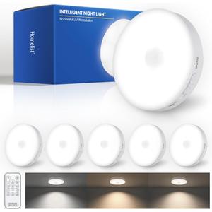 Homelist Upgraded Ultra Bright Motion Sensor Lights Indoor, 6 Pack Rechargeable Puck Light with Remote, 1500mAh Battery Operated Sensor Night Light for Stairs, Cabinet, Bedside, Closet