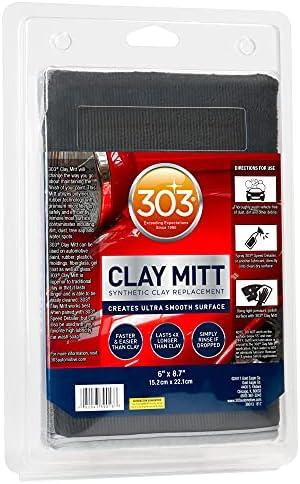 303 Products Clay Mitt - Synthetic Clay Replacement - Creates Ultra Smooth Surface - Faster and Easier Than Clay - Long Lasting, 1 Count (39013), Gray, Black