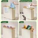 Toilet Paper Basket 24L, Toilet Paper Storage with Lid for up to 9-12 Rolls, Waterproof Bathroom Storage Organizer Bin Containers with Bamboo Lid, Non-Slip Bottom (Beige)