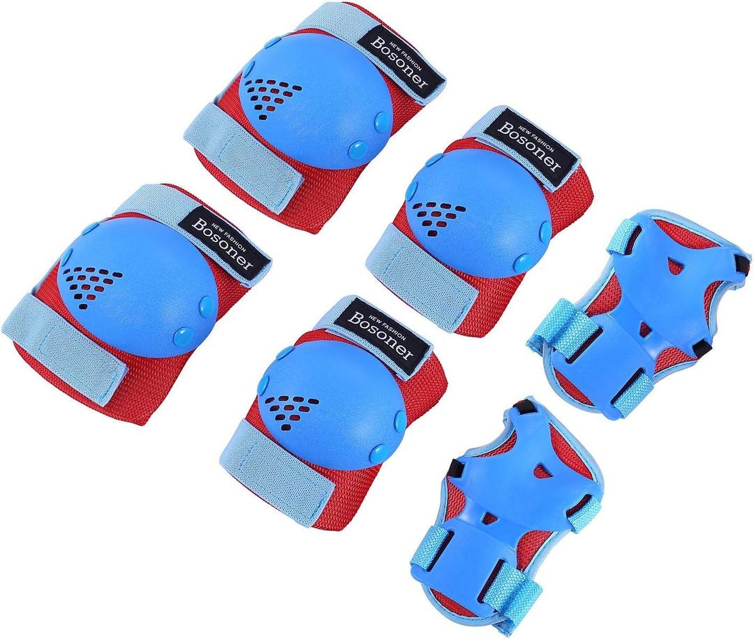 BOSONER Kids/Youth Knee Pad Elbow Pads for Roller Skates Cycling BMX Bike Skateboard Inline Rollerblading, Skating Skatings Scooter Riding Sports, Medium(6-15 years), Blue