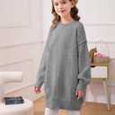 Haloumoning Girls Sweater Dress Casual Crewneck Knit Long Sleeve Fall Winter Dress Pullover 5-14Y Grey (Gray)