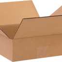 BOX USA 10103 Flat Corrugated Cardboard Box 10" L x 10" W x 3" H, Kraft, For Shipping, Packing and Moving (Pack of 25)