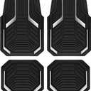 PIC AUTO Heavy Duty Rubber Floor Mats, Silver Aluminum Film Car Mats Set, Front and Rear Car Mats with Anti-Slip Backing, All Weather Protection, Trim-to-Fit for Automotive SUV, Sedan, Van