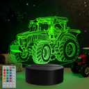 Tractor 3D Night Light, 16 Colors with Remote Control, Timer, RGB Flashing Mode, Dimmable LED Illusion Lamp, Tractor Toys Cool Gifts for Holiday Birthday Christmas