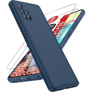 LeYi for Samsung-Galaxy-A71-5G-Phone Case:   /   Samsung A71 5G Phone Case with 2Pcs Screen Protector, Slim Soft Anti-Scratch Microfiber Lining Funda para A 71, Blue