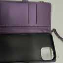 Defencase Compatible with iPhone 14 Case Wallet with RFID Blocking Card Holder for Women and Men, Fashion PU Leather Magnetic Snap Flip Zipper Strap Wallet Phone Case Fit for iPhone 14 6.1", Purple