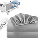 Biloban 2 Pack Hospital Bed Sheets Fitted, 368414 Hospital Bed Sheet Fit for Home & Hospital Care Beds, Shrinkage & Stain Resistant RV Twin Sheets for RV Twin/Bunk Mattress (Grey)