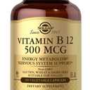 Solgar Vitamin B12 500 mcg, 250 Vegetable Capsules - Energy Metabolism - Nervous System Support - Promotes Heart Health - Non-GMO, Vegan, Gluten Free, Dairy Free, Kosher, Halal - 250 Servings (EXP: 05/2027)