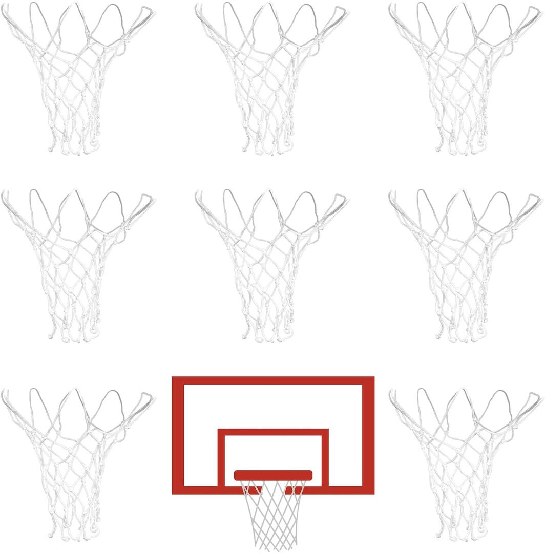 8 Pcs Mini Basketball Nets Replacement for 8"-10.25" Basketball Rims Nylon Small Basketball Hoop Net (White)