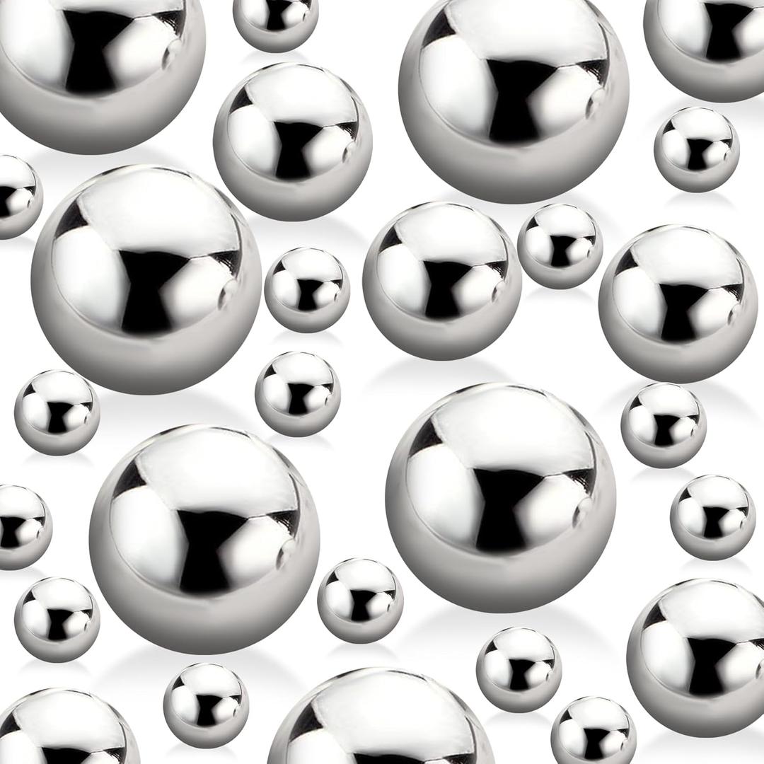 510Pcs Bright Silver Vase Filler Pearl Beads for Centerpieces Vases, 8/14/18mm No Hole Faux Polish Pearls for Floating Candle Home Birthday Wedding Table Decor