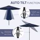 Tempera 9ft Patio Market Outdoor Table Umbrella with Auto Tilt and Crank, Large Sun Umbrella with Sturdy Pole & Fade Resistant Canopy, Easy to Set, Navy