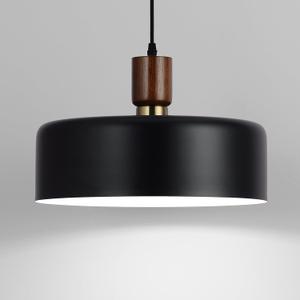 Modern Solid Wood Pendant Lights,13.8" Large Hammered Vintage Chandeliers,Black Finish Hanging Lighting Lamp,Industrial Drum Ceiling Light Fixtures for Dining Room,Kitchen Island, Farmhouse, 13.8in