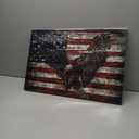 Patriotic Wall Decor American Flag Eagle Pictures for Veterans Decorations - 16x24 Inch (24L" x 16W")