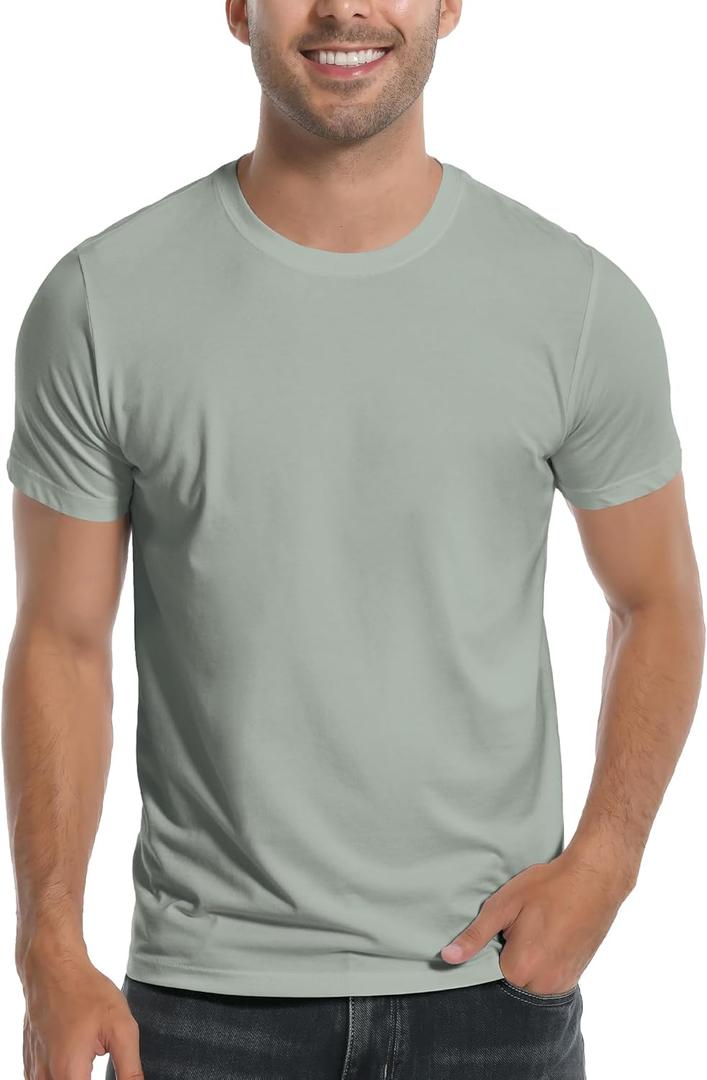 Pioneer Camp Mens Bamboo Viscose T Shirt Ultra Soft Plain Tshirts for Men Cooling Crew Neck Casual Basic Tee Shirt Undershirt (Gray)