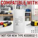 55 MFD Garage Door Opener Capacitor, Compatible with Old Type LiftMaster 30B532, 250V CBB60 Replacement