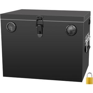 Peastorm Trailer RV Marine Battery Box - 12V Waterproof Steel Battery Relocation Kit for Boat, Trolling Motor, Kayak (Group 27 Black)
