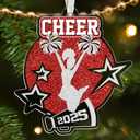 2 x Cheerleader Ornaments - Cheerleader Gifts for Girls, Senior Night Cheerleaders - Cheerleading Christmas Ornament for Girls Teens, Captain Team, Women - Red White Christmas Ornament 2025