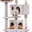 Yaheetech 54in Cat Tree, Cat Tower with Double Cat Condo, Sisal Scratching Posts, and Dangling Balls, Cat Furniture Kitten Play House (Brown/White)