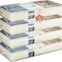 Soft-Sided Foldable Under bed Storage Bags with Window, No Rigid Frame Closet Organizers, Storage Containers for Blankets, Clothing, Comforter, Collapsible Fabric Design, 4 Pack, White Ivory