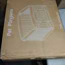 NEWBULIG Dog Playpen 4-Panel, 24IN Puppy Playpen, Stable Dog Play Pen Indoors/Outdoor with Secure Locking Door, Plastic Pet Fence for Small & Medium Dogs (White)