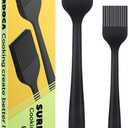 SURDOCA Silicone Pastry Basting Brush - 2Pcs 10 + 8 in Heat Resistant Brush for Baking Cooking Food, BPA Free Kitchen Brush for Sauce Butter Oil, Stainless Steel Core Design for Barbecue BBQ Grilling (Black)