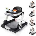 Baby Walker,4-Gear Height Adjustable Baby Walker with Wheels,5 in 1 Baby Activity Center,Music and Lights Bouncer Walker for Baby Boy 6-18 Months,Adjustable Speed Baby Push Walker