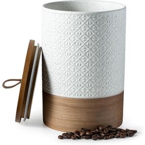 Miamolo Large Jar with Lid, Ceramic Coffee Container Kitchen Food Storage Jars with Airtight Lids for Spice Cookie Ground Coffee, Decorative Jars for Coffee Countertop, Bar Accessories- White 64 fl.oz