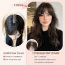 Clip in Bangs Real Human Hair for Women Wispy Bangs Hair Pieces Dark Brown Fringe Hand-Tied Lace Base Invisible Hairline