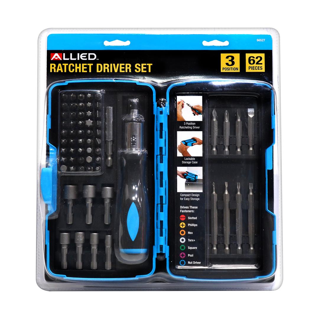 Allied Tools 66527 Home Repair 62 piece Ratcheting Driver Set