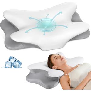 Cervical Neck Pillow for Pain Relief - Ergonomic Side Sleeper Pillow for Neck Support, Cooling Memory Foam Pillows for Sleeping, Contour Pillow Orthopedic Bed Pillow for Back Stomach Sleepers