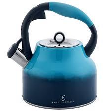 Emeril Lagasse 2.6 Quart/2.5 Liter Whistling Tea Kettle, Stainless Steel Tea Pot for Induction Stove Top, Fast to Boil Water for Home Kitchen Condo, with Ergonomic Cool Grip Handle, Turquoise