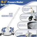 16.5" Pressure Washer Surface Cleaner Attachment, Max 4400 PSI, Stainless Steel Housing, 1/4" Quick Plug, for Gas and Electric Power Washers, Concrete Driveway Deck Wash