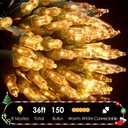 Meonum Chasing Christmas Lights, 8 Function Controller Clear Mini Bulbs Green Wire Indoor String Lights, 71 Feet Long Holiday Decor, for Christmas Tree(Multicolor,150 Bulbs)