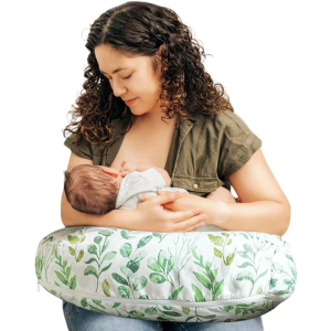 Boppy Nursing Pillow - Firm, Ergonomic U-Shaped Bottle and Breastfeeding Pillow with High Lift for Comfort and Support, Spacious Surface - Green Sage Leaf