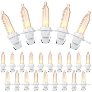 120 Pcs Christmas LED Replacement Bulb Mini Wide Angle LED Xmas Bulb Tree Light Outdoor String Light Replacement for Christmas Garden Party Decor(White Base with Warm White Bulb)