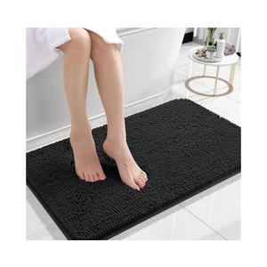 OLANLY Bathroom Rugs 24x16, Extra Soft Absorbent Chenille Bath Rugs, Rubber Backing Quick Dry, Machine Washable Bath Mats for Bathroom Floor, Tub and Shower, Home Decor Accessories, Black