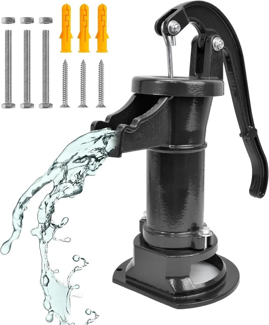 Hand Well Pump, Antique Cast Iron Manual Pitcher Pump, Water Transfer Pump, 25ft Maximum Lift, Perfect for Garden, Pond, Backyard