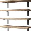 WOPITUES Wood Floating Shelves Set of 6, Shelves for Wall Decor, Farmhouse Shelf for Bedroom, Bathroom Storage Shelves, Book Shelves for Living Room - Rustic Brown, Size: 16.5 Inch