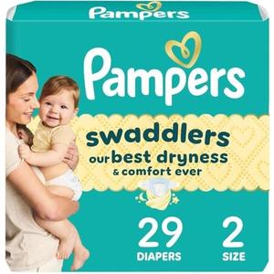 Pampers Swaddlers Diapers, Size 2 (10-22 lbs), 29 Count, Absorbent, Keeps Baby Dry and Comfortable, Skin Safe Disposable Baby Diaper