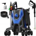 Electric Pressure Washer, 5000PSI 3.2 GPM Power Washer 2025 Upgraded with 55FT Cleaning Range, 4 Nozzles, Foam Cannon, High Pressure Cleaning Machine for Cars, Homes, Patios, Fences, Green
