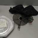 W10196406 and W10196405 Chrome Stove Burner Drip Pan Set for Whirlpool Amana Maytag Magic-Chef Kenmore Electric Range with Locking Slot, Includes 2 6-Inch and 2 8-Inch Drip Bowls and  MP21YA Electric Stove Burners Replacement,Upgraded TOP-HEATER 234000 8" Electric Range Burner Element Unit Set For Whirlpool KitchenAid Norge,Fit MP22YA Range Stove Burner Top Surface Element, Pack of 4