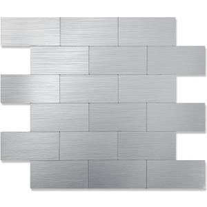 2026 New Upgrade Peel and Stick Backsplash Tile, Peel and Stick 11.34" X 11.57" Wall Tile for Kitchen, Bathroom, Fireplace, Laundry (Silver Metal, 5 Packs)