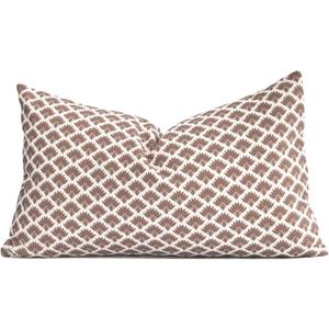 Crumbs Home Modern Farmhouse Fall Linen Indoor Outdoor Lumbar Pillow Cover Only, 12"x20" Water Repellent for Patio, Backyard, Couch, Rust and Brown Ravenala Palm Tree