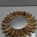 Honiway Wall Mirror Decorative 12 inch Rustic Wood Mirror Sunburst Boho Mirror for Entryway Bedroom Living Room Bathroom House Warming Gifts New Home Essential Carbonized Black