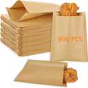 800 Pack Kraft Paper Sandwich Bags, 8 x 6 Inch Wax Paper Bags, Brown Paper Treat Bag, Breakfast Paper Bag, Flat Greaseproof Bags for Bakery, Cookies, Snacks, Sandwiches