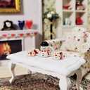 Zerodeko 3pcs Christmas Mini Tea Sets, Miniatures Dollhouse Ceramics Tea Cup Models Christmas Scene Ornaments Coffee Mug Decoration Miniature Dollhouse Accessories Set