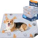 WanpeeGoo Washable Pee Pads for Dogs, 4 Pack Absorbent Reusable Training Dog Pads Pet Puppy Pads, Non-Slip Potty Pads for Whelping, Playpen, Crate, Bed, Orange, 18"x24"